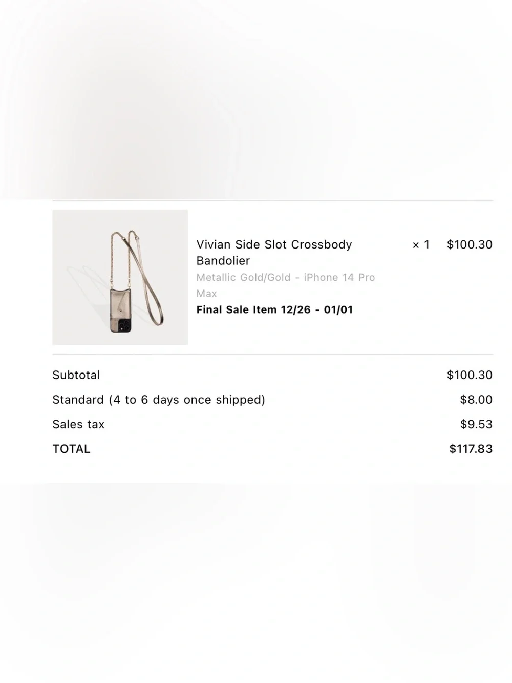 Bandolier Vivian Side Slot Crossbody Phone Case in Metallic Gold/Gold